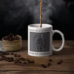 steaming pour 11oz no exorcists for my demons mug