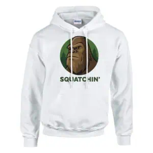 white sasquatch hiking hoodie