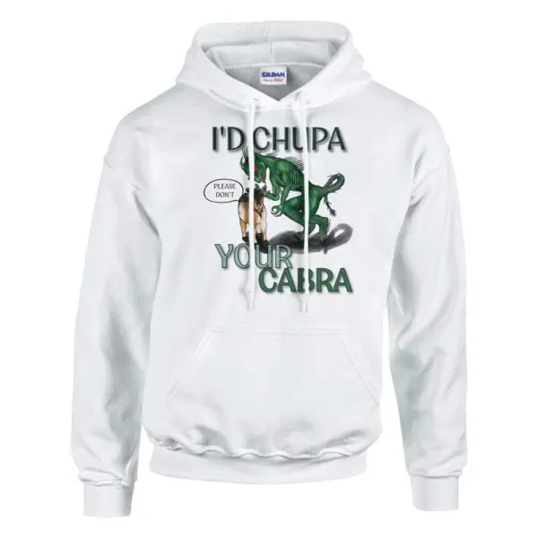 white chupacarba cryptid hoodie