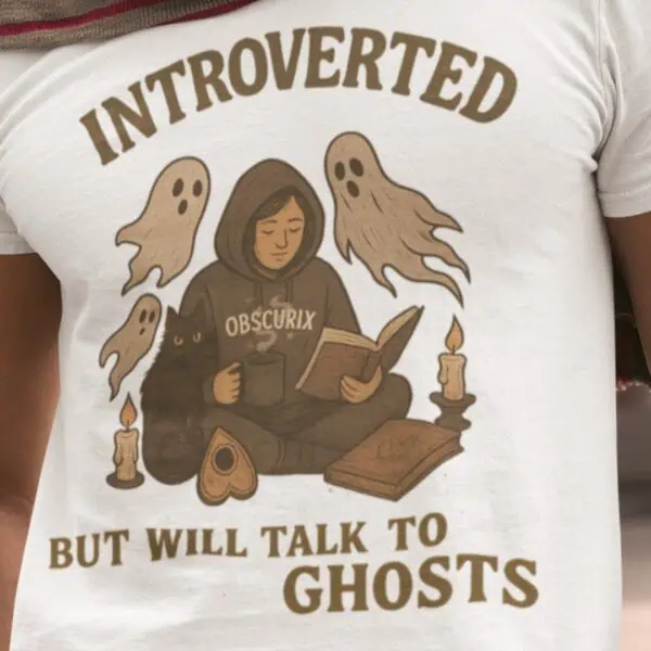close up of funny paranormal tee