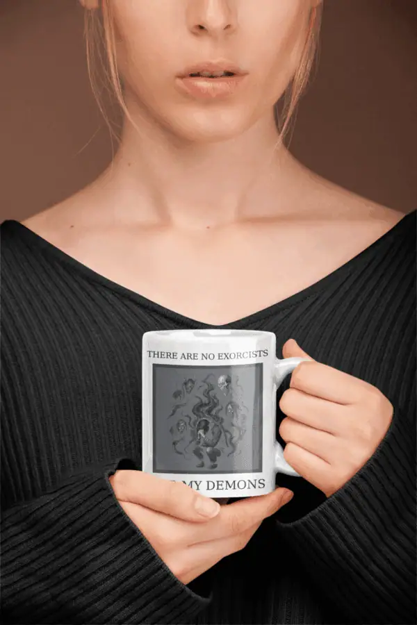 11oz no exorcists for my demons coffee cup