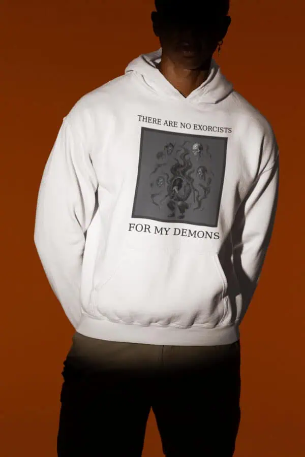 unisex suicide hotline hoodie with ghosts and demons