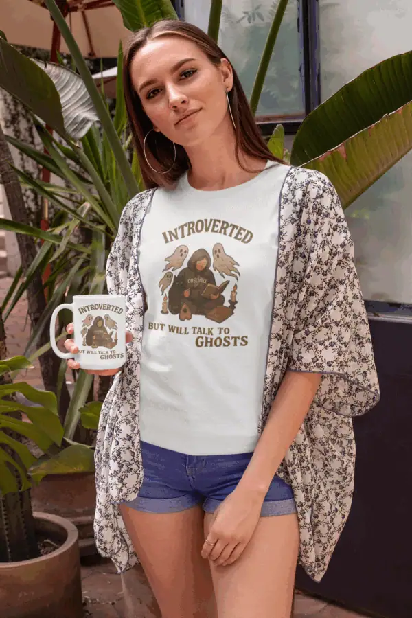 Introverted But Will Talk to Ghosts Tee - Image 9