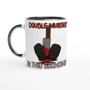 double murder dark humor mug