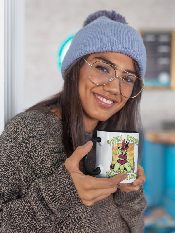 funny halloween coffee mug with witch