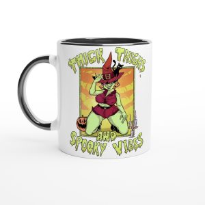 11 oz thick thighs and spooky vibes halloween coffee mug