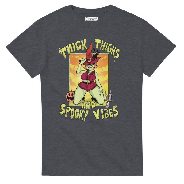 gray thick thighs and spooky vibes halloween tee
