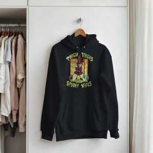 spooky season hoodie hanging in closet