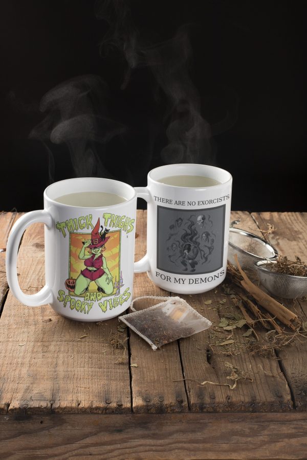 spooky halloween mug with witch pinup