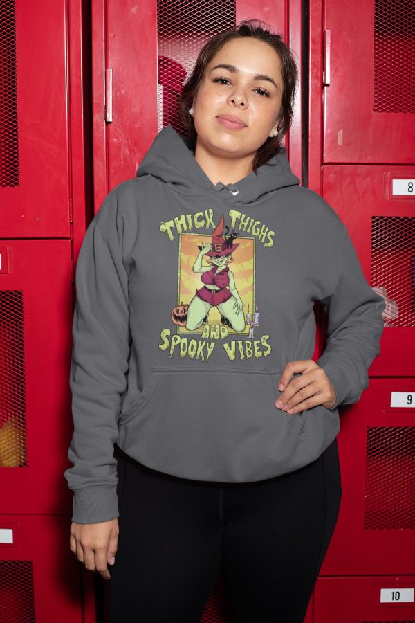 woman in cute spooky season hoodie