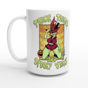 Thick thighs and spooky vibes halloween mug for goths